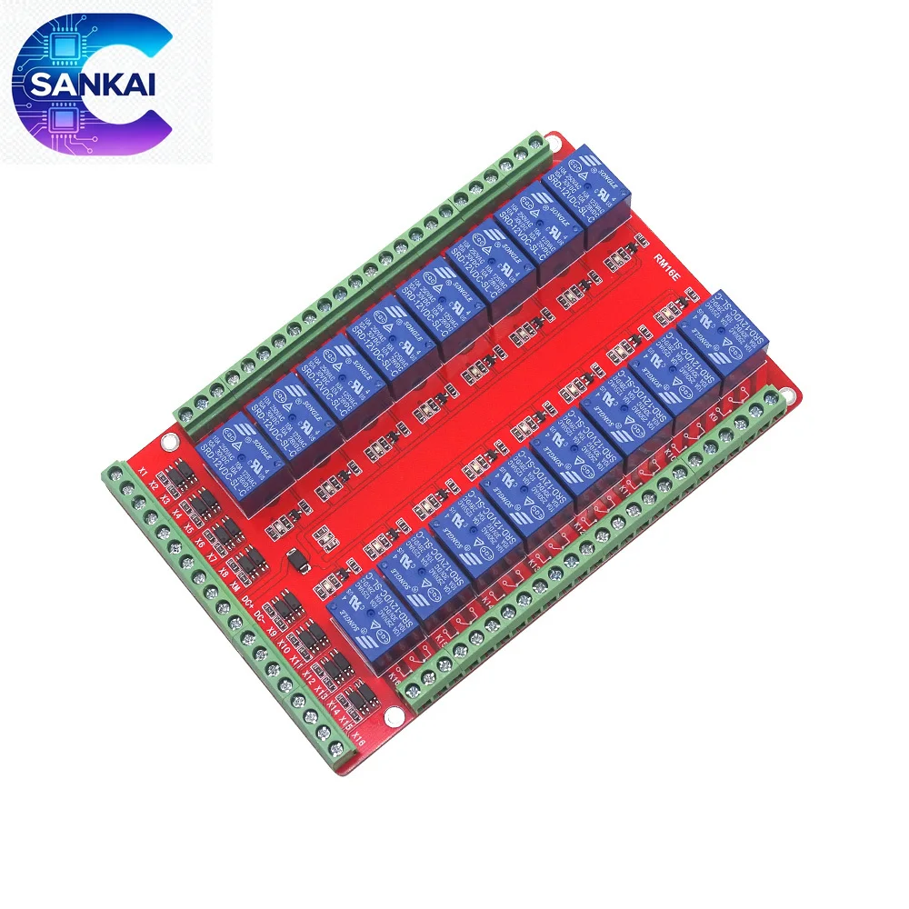 16-Channel Relay Module RM16LS, 5-24V Power, Compatible with RPi/Pcduino Dev Board