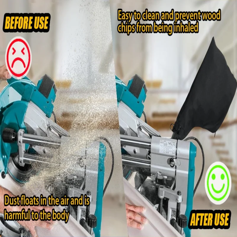 3 Set Dust Collector Bag for 255 Model Miter Saw with Adjustable Dust Jacket Stand and Zipper, Edge Planer Belt Sander Dust Bags
