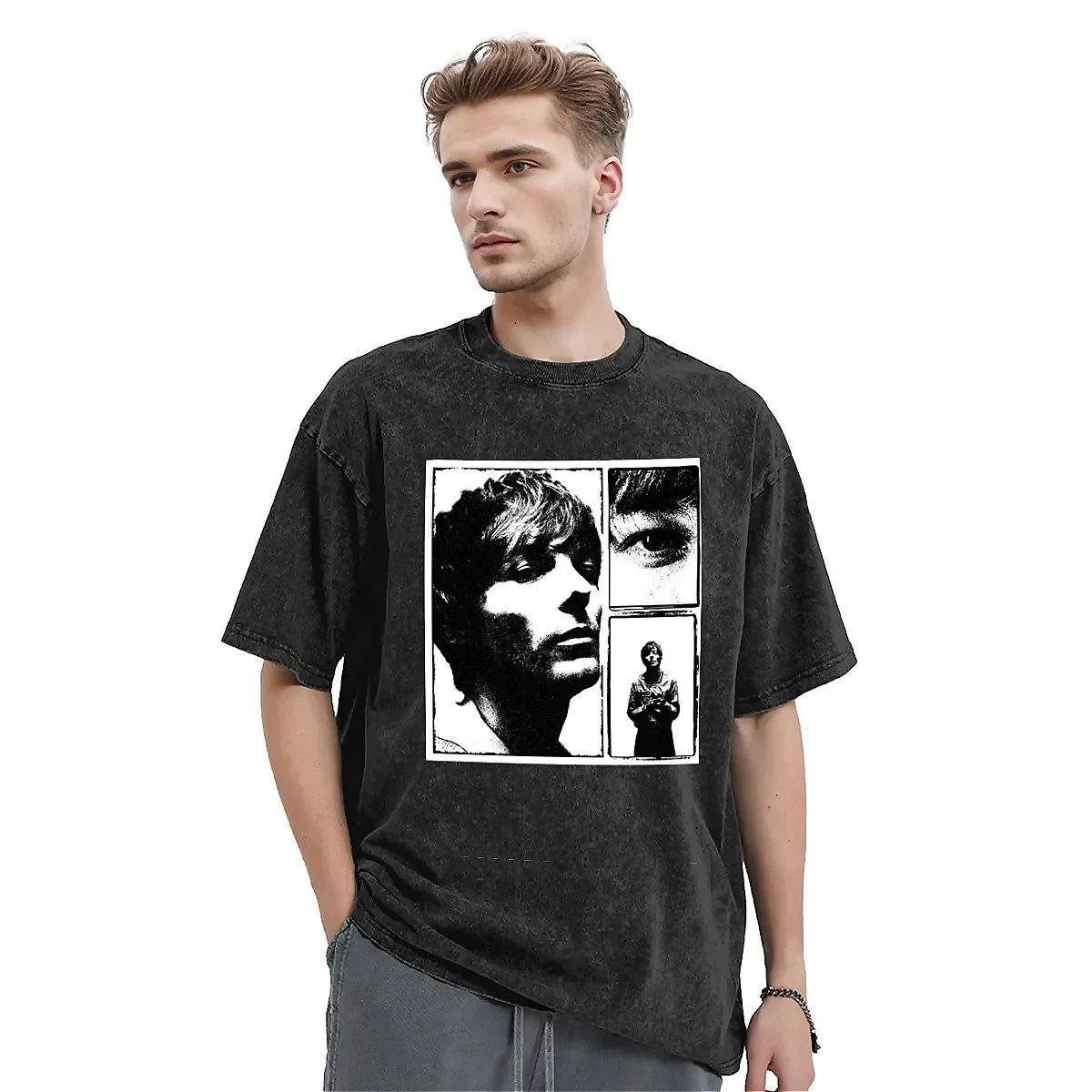 Camiseta lavada de gran tamaño para hombres, camisetas de algodón con cara de Louis Tomlinsons, camiseta linda de cantante inglés, camisetas divertidas Y2K, Verano