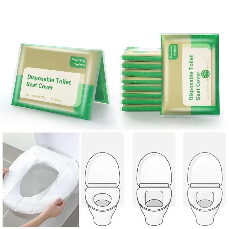 50PCS Disposable Toilet Seat Cover Portable Travel Camping Hotel Bathroom Degradable Waterproof Toilet Mat Accessories