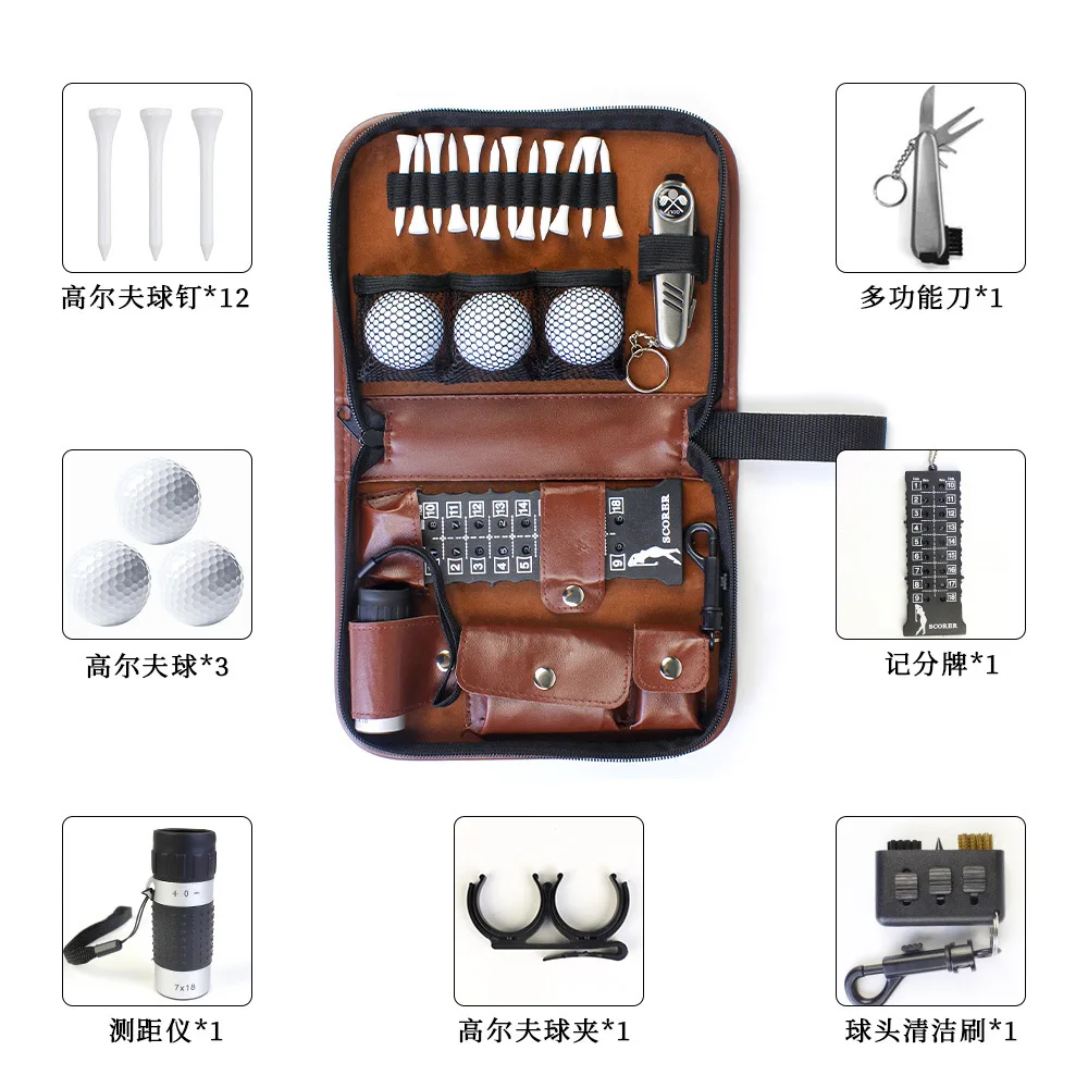 Golf Accessories Bag Large Capacity Leather Storage Multi Functional Portable Golf Tool Kit