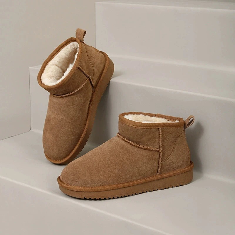 

Новинка 2025 года, женские зимние ультра мини-сапоги, дизайнерские австралийские кожаные ботинки на платформе, теплые ботильоны на меху, роскошные ботинки