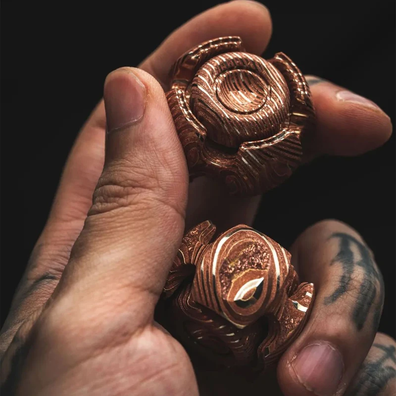 LAUTIE Copper Damascus NOIZ MOKUME C-NANO Fidget Spinner Finger Decompression Toys For Adults Collection Limited 99