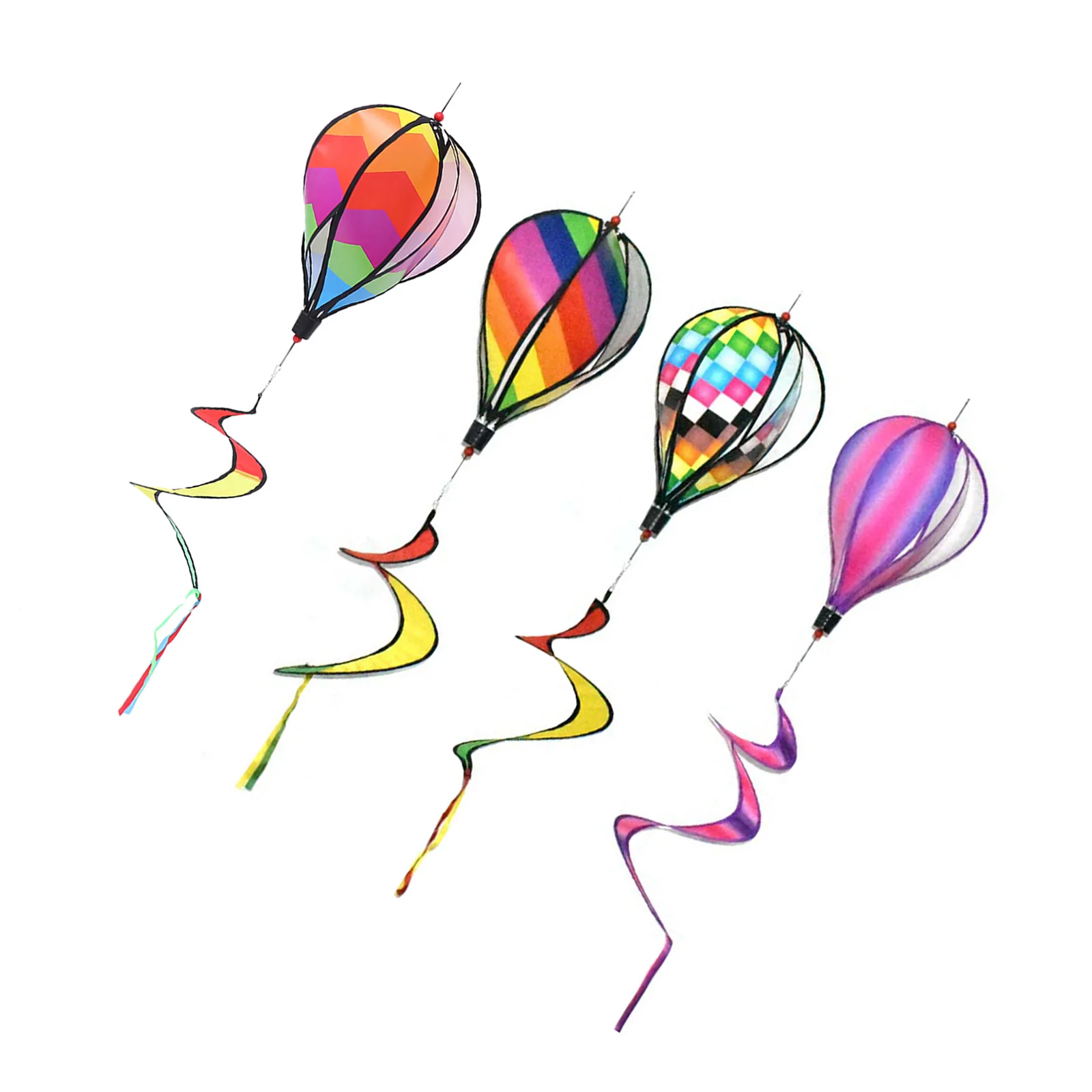 

4Pcs Spiral Hot Air Balloon Hanging Decor Rainbow Wind for Garden Yard Outdoor Party Decorations Spiral Hot Air Balloon