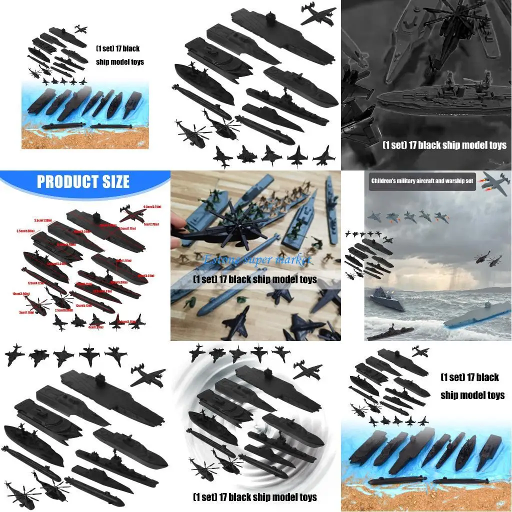 

090B 17PCS Realistic Ship Aircraft Model Figure Collection Marine Construction Set