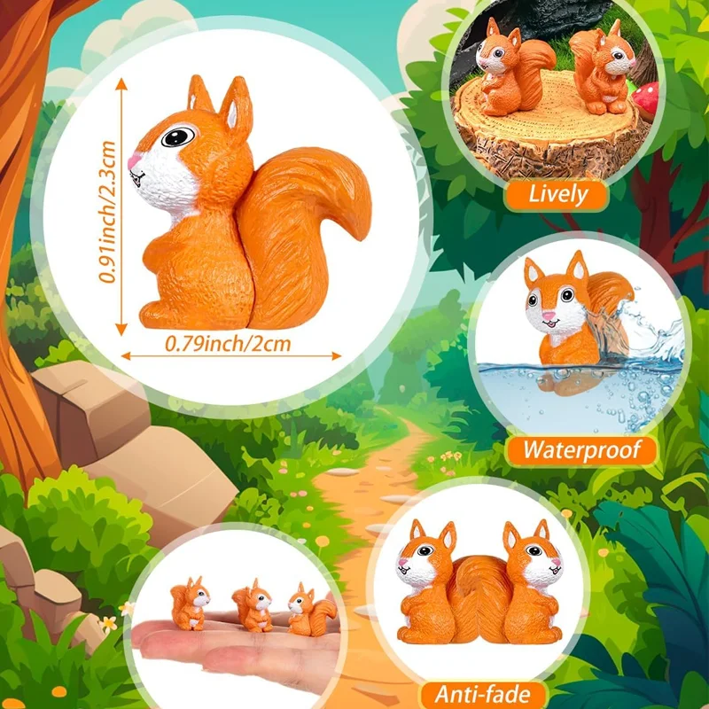 5/10 قطعة منمنمات السنجاب الراتنج الصغيرة ، شخصيات حيوانات الغابات لتقوم بها بنفسك مشروع الحرفية ملحقات زينة المناظر الطبيعية الصغيرة