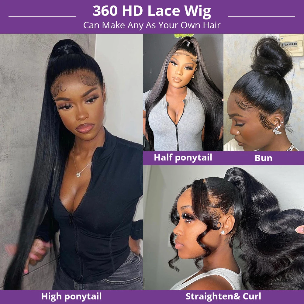 Hd Straight Lace Front Wig Human Hair 13x6 40 Inch Straight Lace Front Wigs for Women bundles 100% human hair Pre Plucked