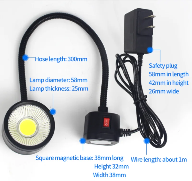 Super Bright Sewing Clothing Machine Light 10W Flexible Magnet Work Lamp For Workbench Lathe Drill Pre