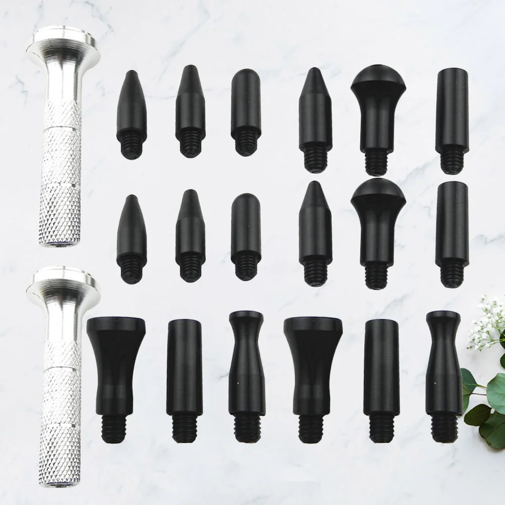 

2Set Auto Dent Remover Repair Kit Professional Durable Tools Quick Repair Pen Kit Replaceable Heads Silver Color