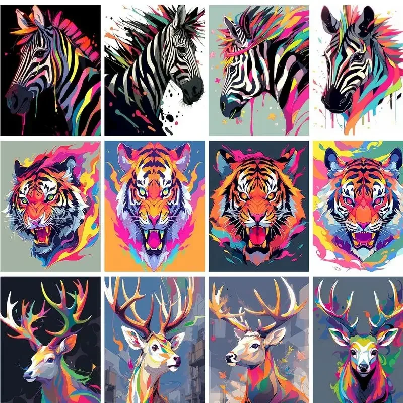 

582891 frame color animals DIY oil painting by numbers modern home wall art picture acrylic paint by numbers for unique gift