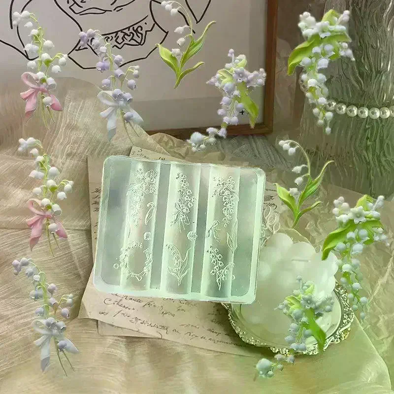 Nail Art Carving 3D siliconen mal met lelietje-van-dalen bloemontwerp DIY manicure tool