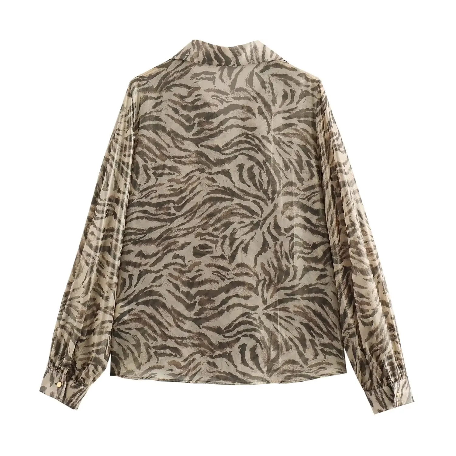 Tangada Women Leopard Print Thin Loose Shirt Long Sleeve 2024 Fashion Female Blouse Tops 6x0350