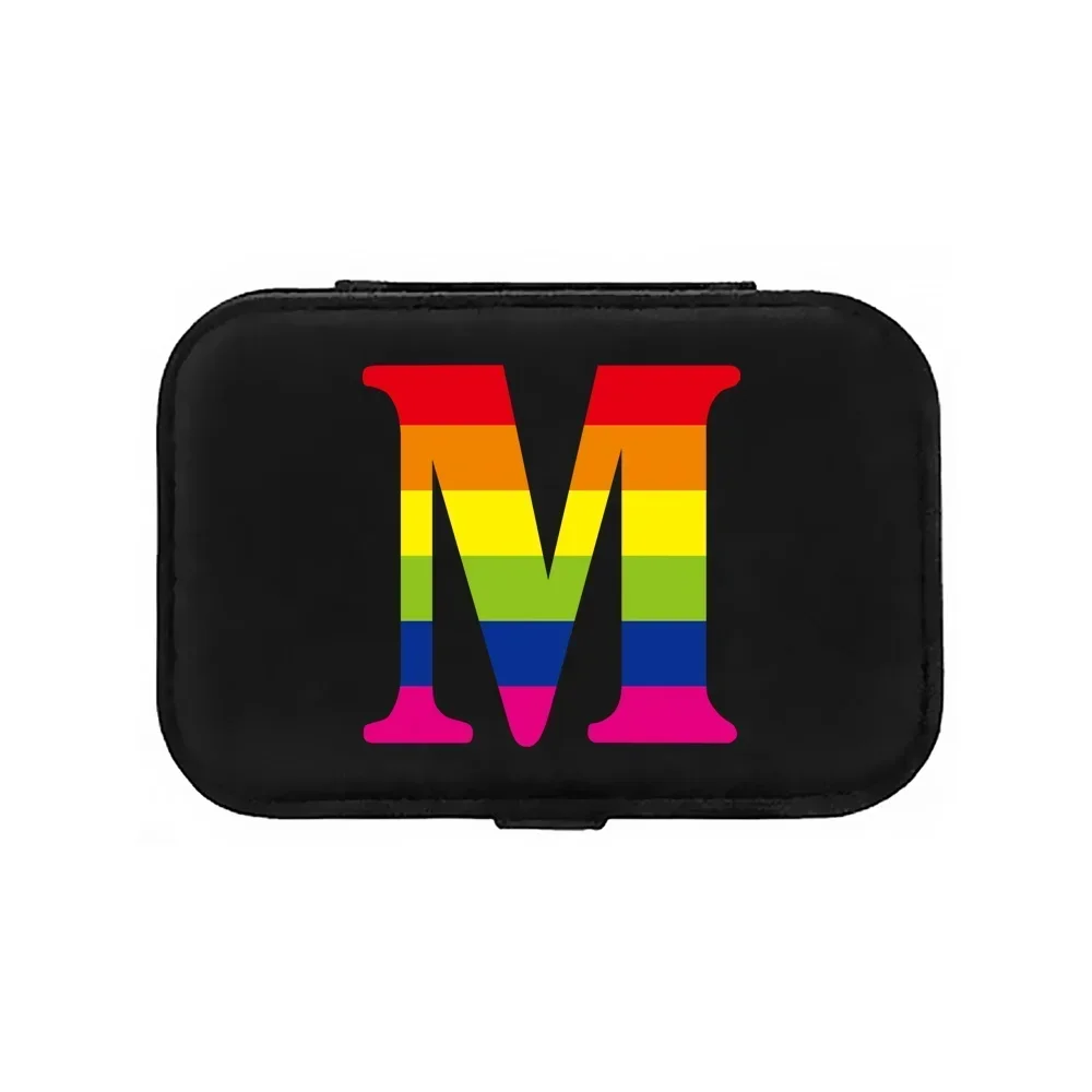 Earrings Storage Bag Jewelry Box  Ring Holder Desktop Drawer Necklace Holder PU Leather Jewel Letter Shaped Rainbow Fashion 2023