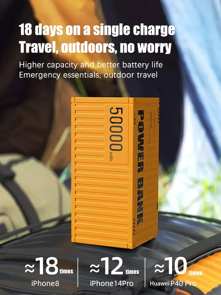 Large capacity Power bank 50000mAh 22.5W PD Auxiliary battery Fast Charging 22.5W Outdoor Camping Spare Battery powerbank