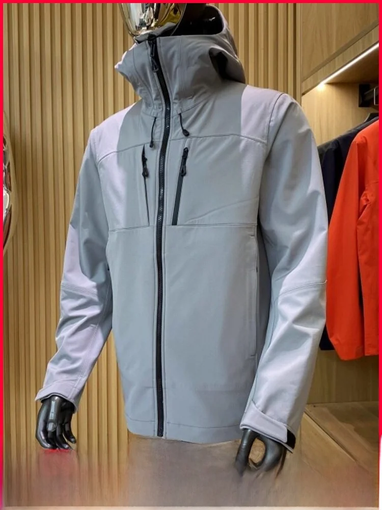 

Outdoor Windproof Fce Lined Soft ell Jaet Men's Winter Coat Stand Fit Emed Plaet Full Zipper Youth Faion