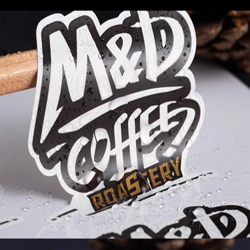 customized LOGO sticker waterproof die-cut packaging label transparent plastic mate glossy plating self-adhesive laminate shape