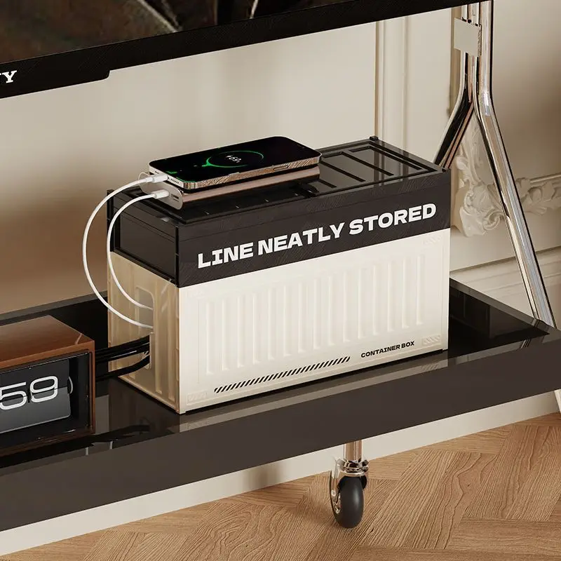 ​​Cable Management Box - Power Strip Cover Organizer with Multi Outlet, Cord Hider for Desk, Home Office, Data Cable Storage