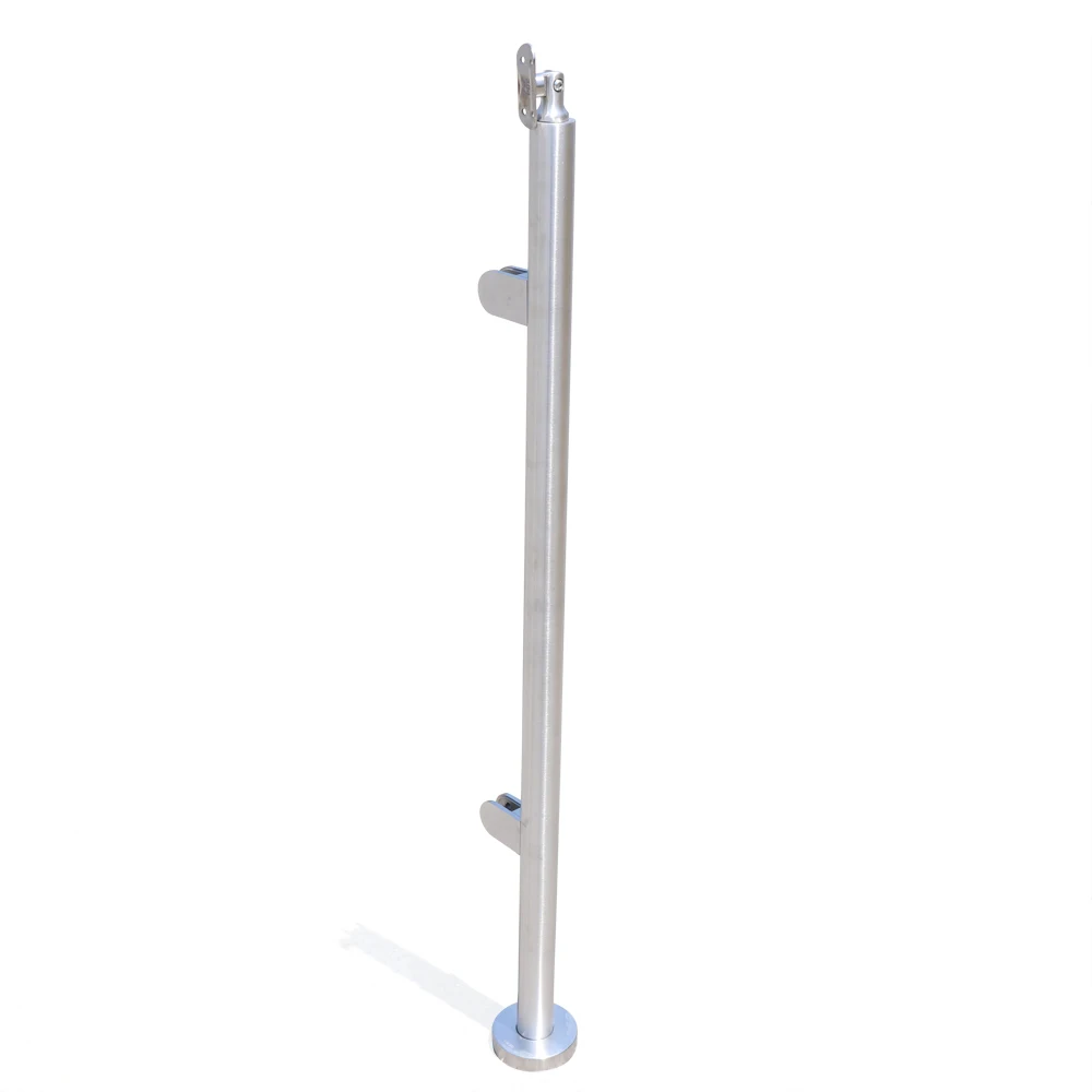 Stainless Steel Silver Railing Post intended for Installation At the End or Start Only, Including Indoor and Outdoor Stairs
