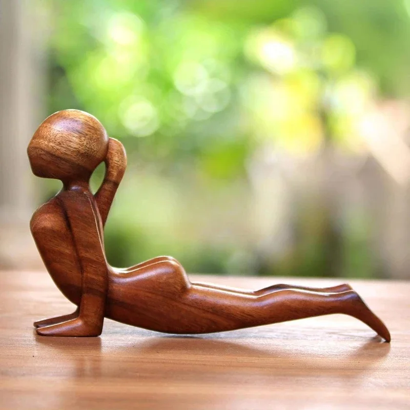 

Yoga Statue Figurines Wooden Yoga Poses Meditation Statue - Handmade Wood Carving Yoga Pose Sculpture Tabletop Ornaments