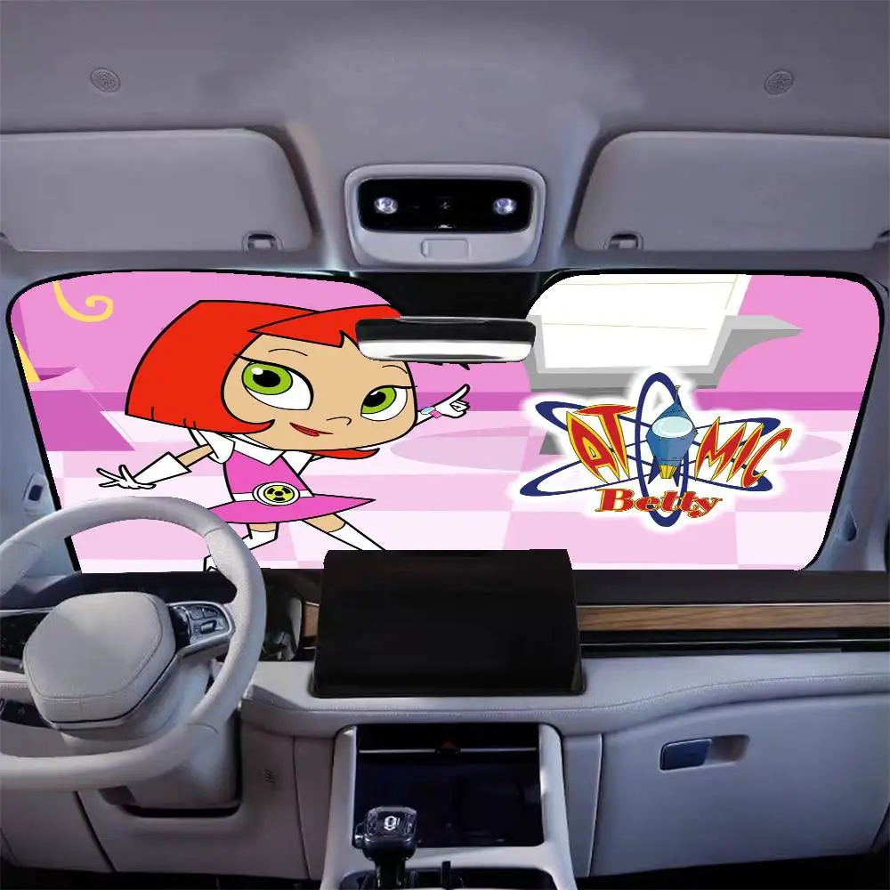 Dos desenhos animados a-atômico b-betty carro pára-sol guarda-sol pára-brisa do carro sombra proteção uv e refrigerador interior