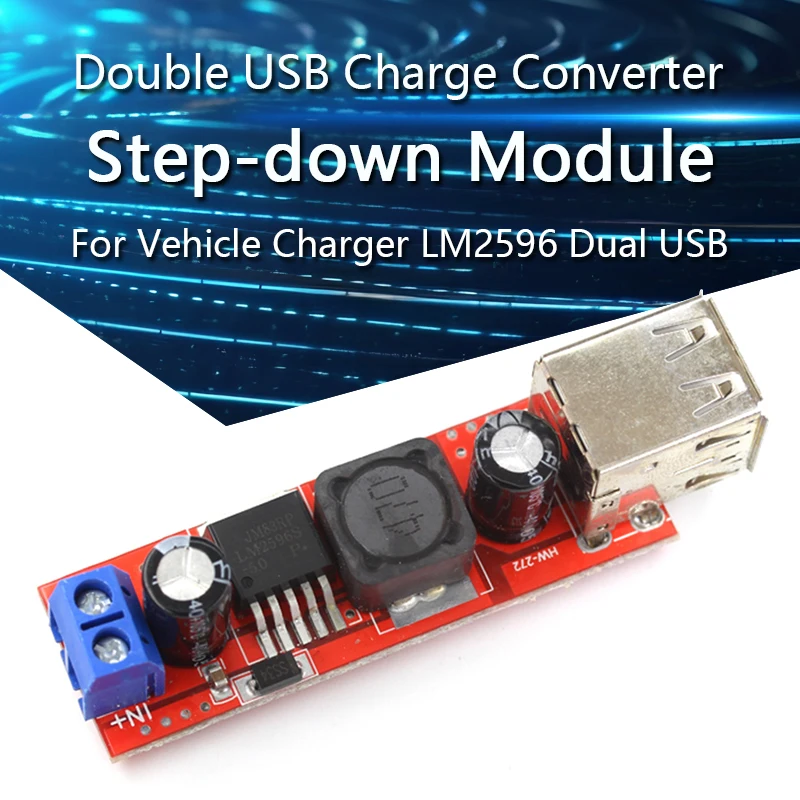 1-10PCS DC 6V-40V To 5V 3A Double USB Charge DC-DC Step-down Converter Module For Vehicle Charger LM2596 Dual USB