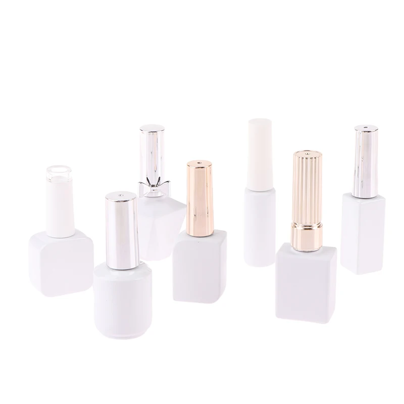 8/10/12/15ml Empty Glass Nail Gel Bottle Matt White Filling Nail Polish Glue Sealing Basic Oils Light-Resistant Good Storage