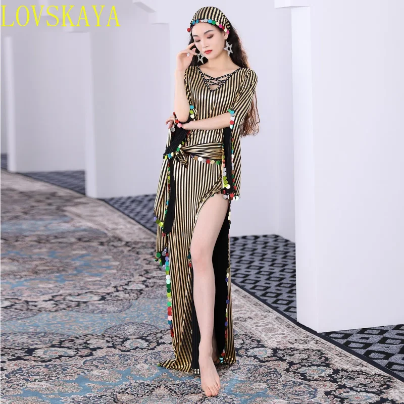 3-piece Oriental Dance Dress New Belly Dance Hot Gold Shining Robe High end Performance Dress