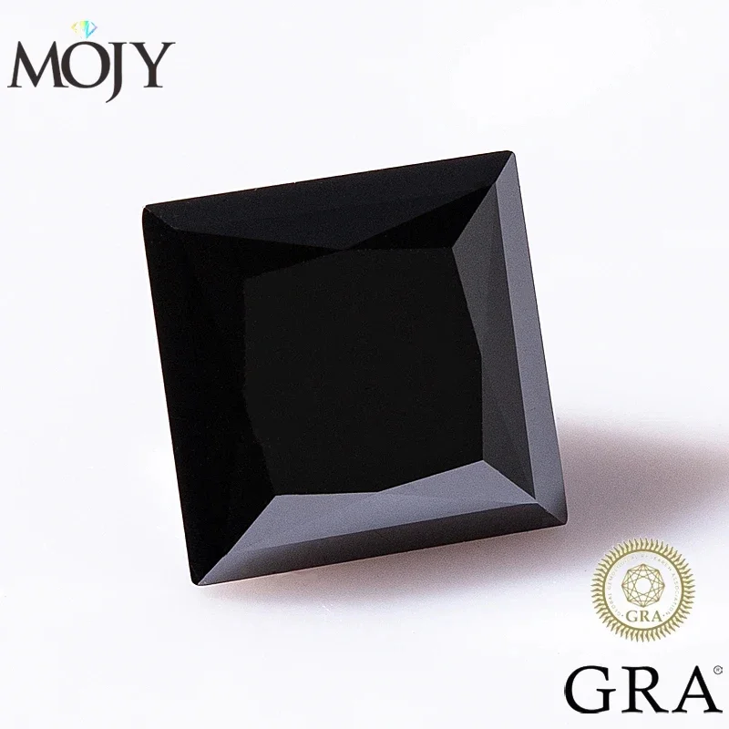 

MOJY Black Color Moissanite Stone Princess Cut 0.5~5.0ct Lab Loose Gems Pass Diamond Tester with GRA Certificate Fine Jewelry