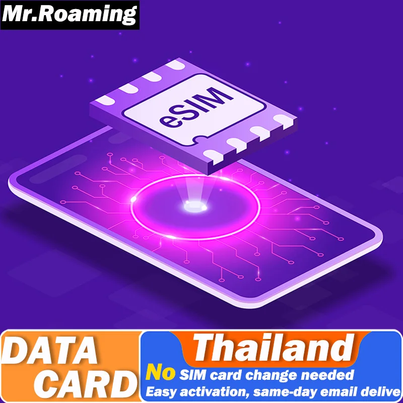 Thailand Travel  Prepaid eSIM Data Traffic Card 5G/4G High-Speed Mobile Internet 1/3/7/10/15/30 Days No contract