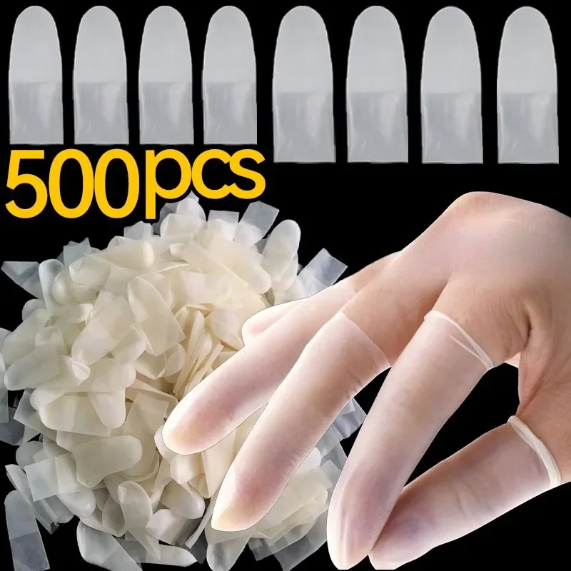 50/500Pcs Transparente Gummi Finger Abdeckung Nicht-slip Fingerspitzen Schutz Einweg Latex Abdeckung Anti-statische Werkzeug arbeitsplatz Handschuhe