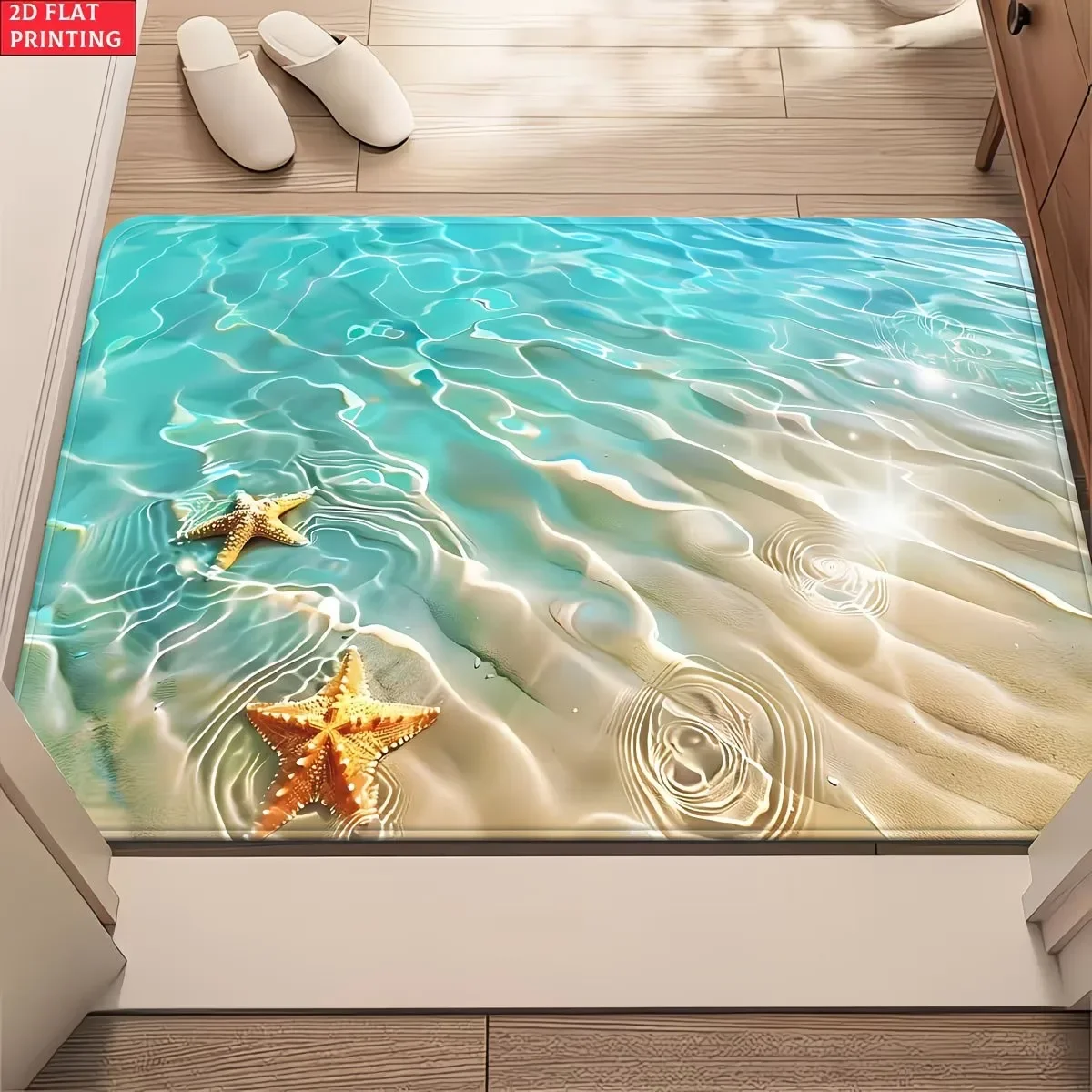 Starfish Ocean Wave Welcome Doormat Sea Beach Pattern Floor Rug Non Slip Entrance Mat Indoor Kitchen Carpet Decor