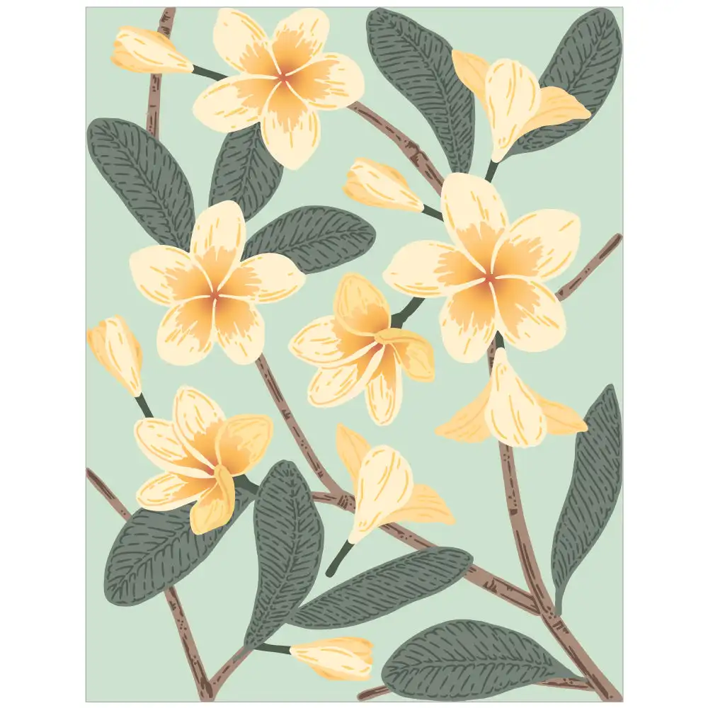 2024 New Bold Background: Plumeria Flowers Leaves Metal Cutting Dies and Scrapbooking For Greeting Card Making no Clear Stamps