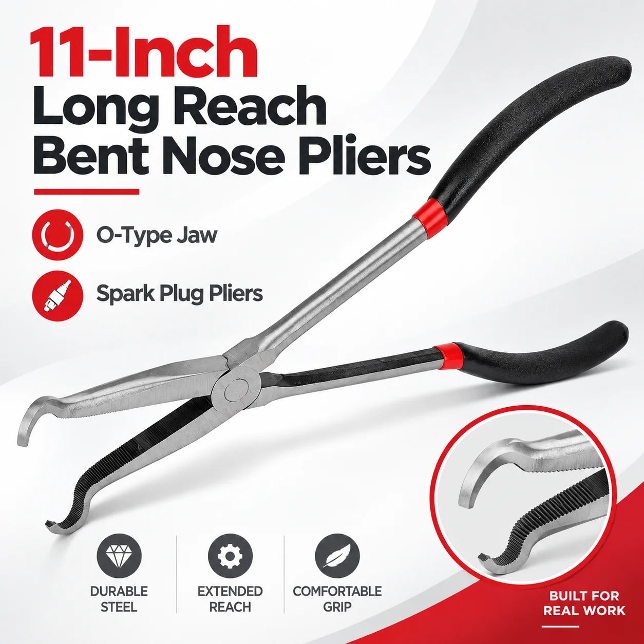 11 Inch O-Shaped Electrical Disconnect Pliers Long Spark Plug Removal Tool Fuel Line Wire Remover for Automotive Car Connectors Repair Handheld