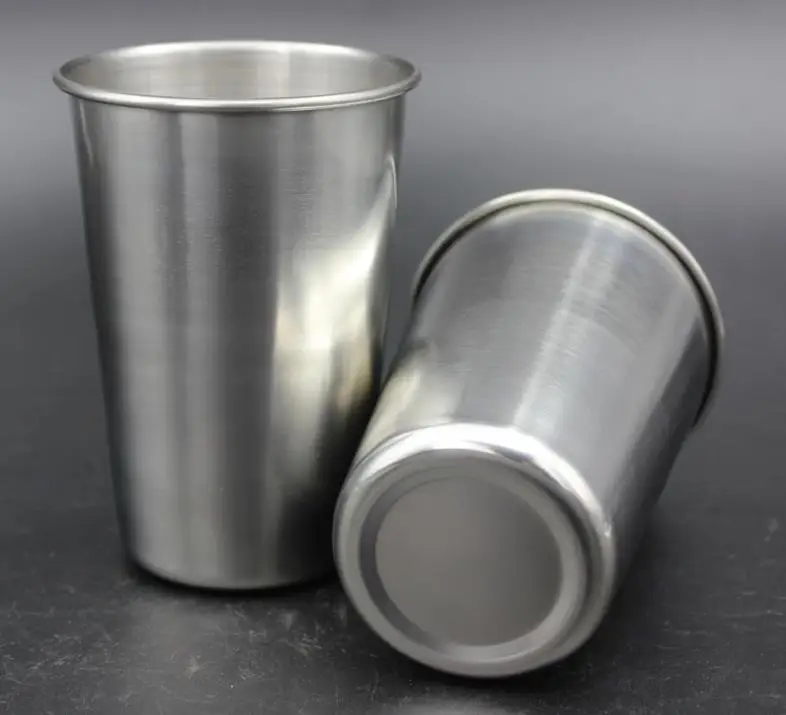 100pcs 500ML Stainless Steel Cups 16oz Tumbler Pint Glasses Metal Cups Hand Beer Cup Drinkware