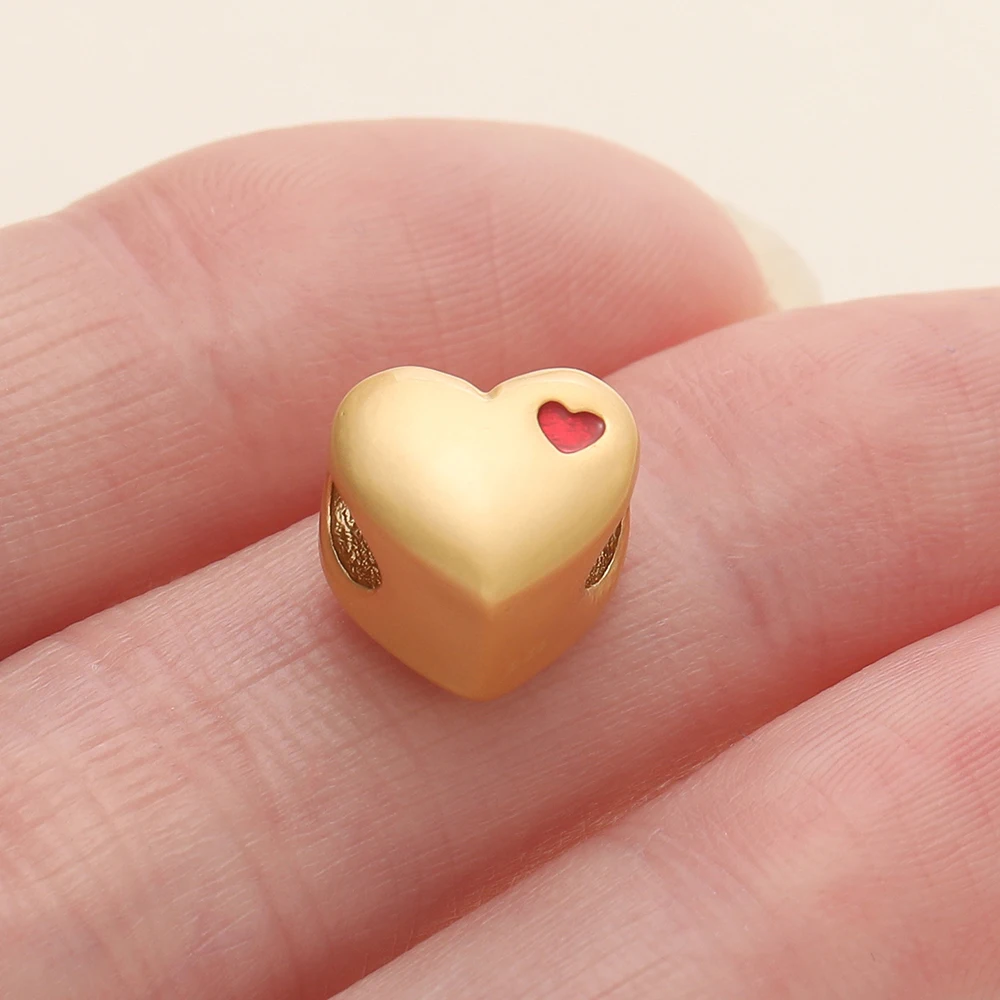 2Pcs/Pack 14/18K Gold Color Plated Heart Shape Charms Spacer Beads for Handmade DIY Necklace Jewelry Making Accessories image 6