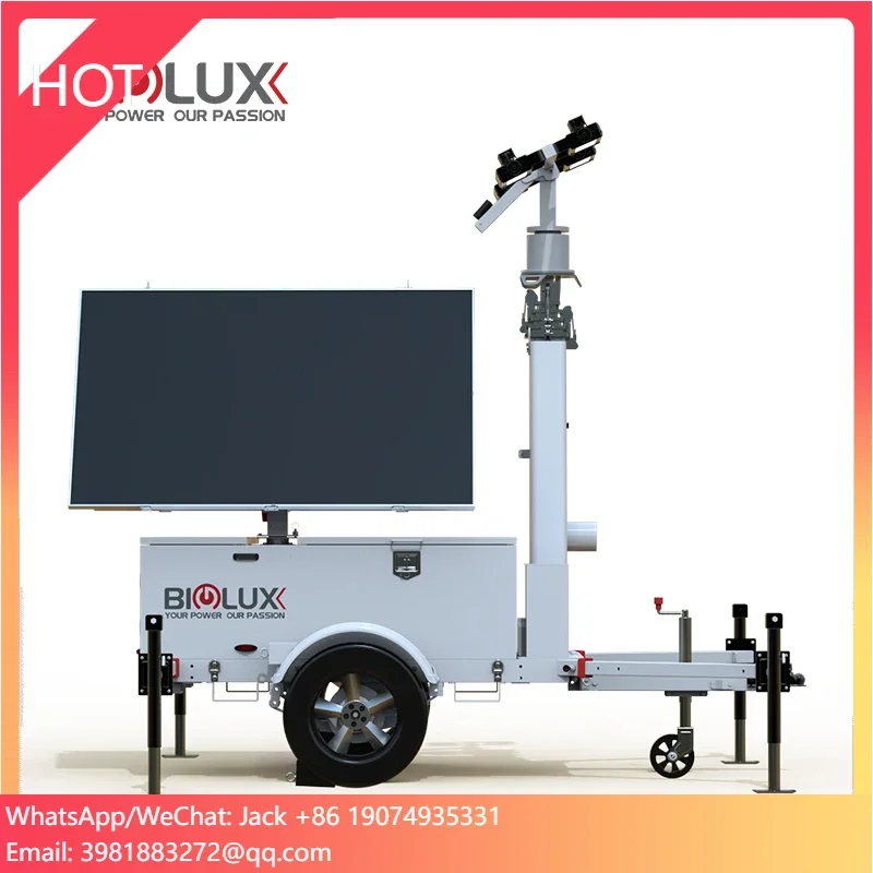2025 New Solution Solar Surveillance Tower OEM Mobile Solar CCTV Security Trailer Customizable Industry Use