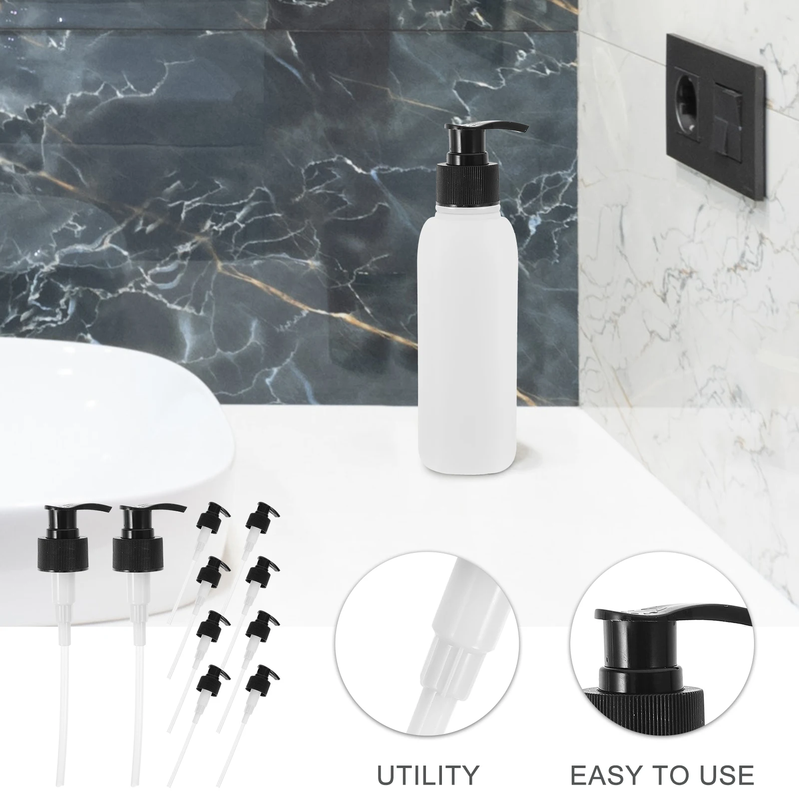 10 قطعة مضخة توزيع الغسول استبدال رأس المضخة العالمية لزجاجات شامبو الصابون سائل عالية اللزوجة 28 مللي متر أسود