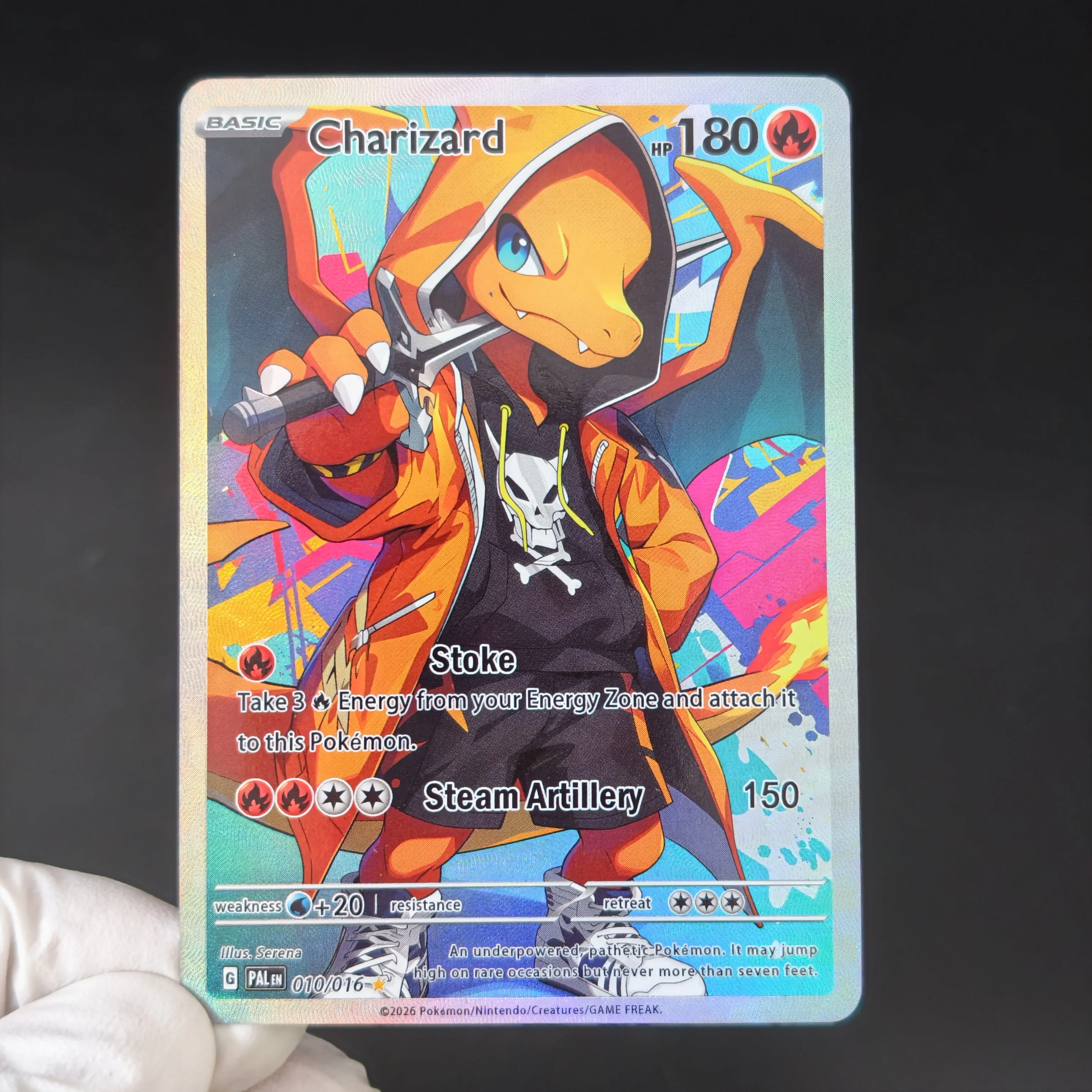 5PCS/TCG PKM Street Graffiti style Charizard Holographic Textured DIY Self Made Card Classic Game Anime Cards Gift Toy