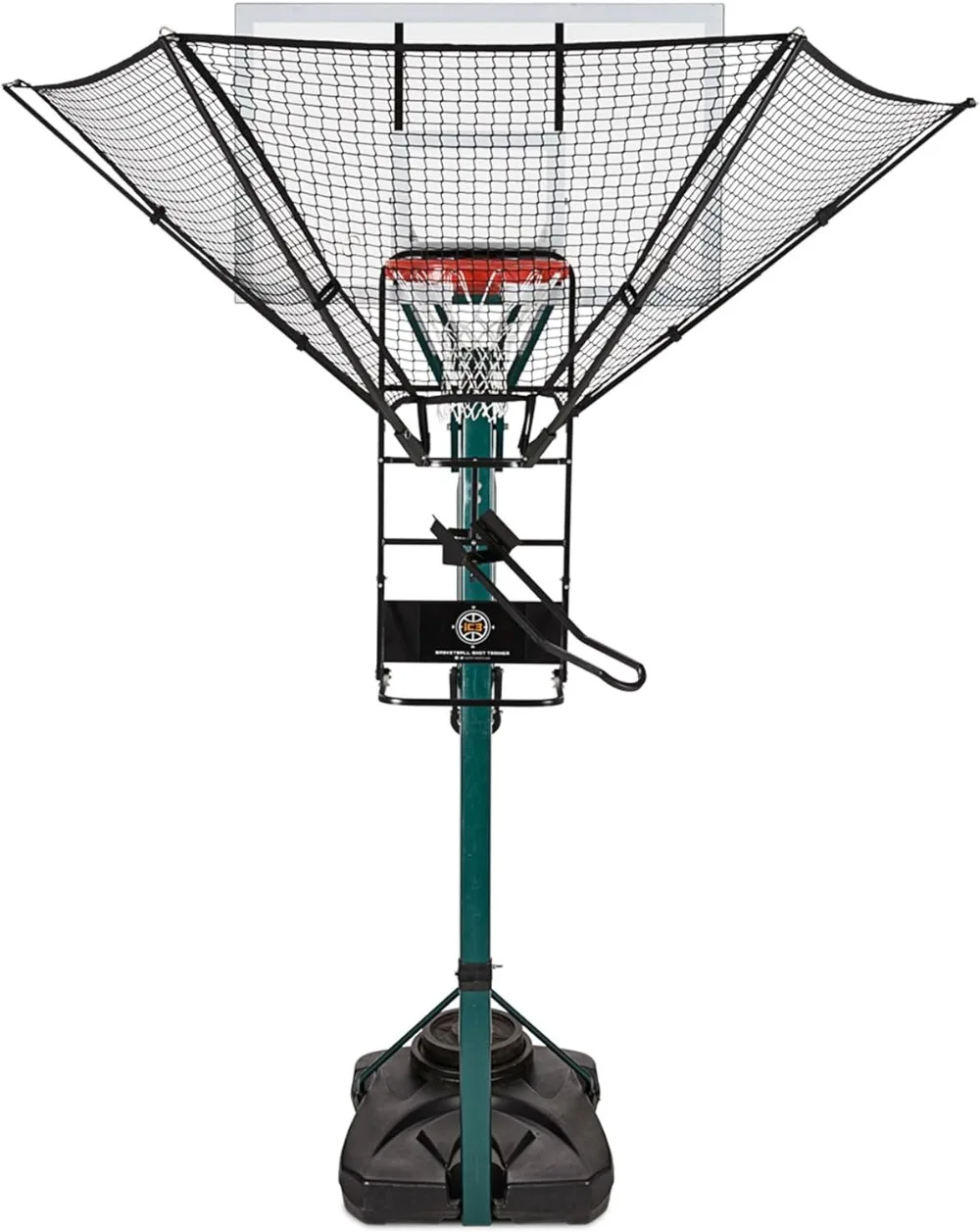 Rebounder Net Return System Portable Shot Trainer for Traditional Pole and Wall Mounted Hoops with Rotating Return Chute