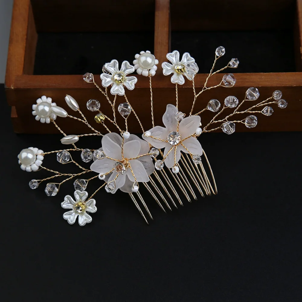 3-Piece Tulle Flower Crystal Hair Accessories Set, Fairy Style, Wedding Styling / Photo Shoot / Evening Accessories