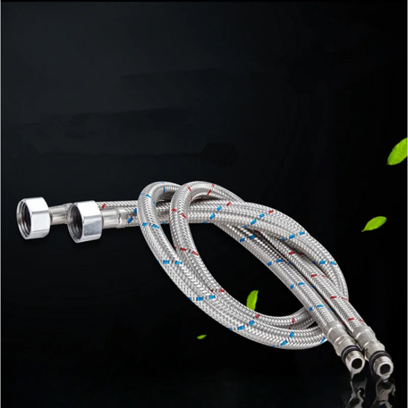 1 Pair Stainless Steel Flexible Plumbing Pipes Cold Hot Mixer Faucet Water Supply Pipe Hoses Bathroom Part