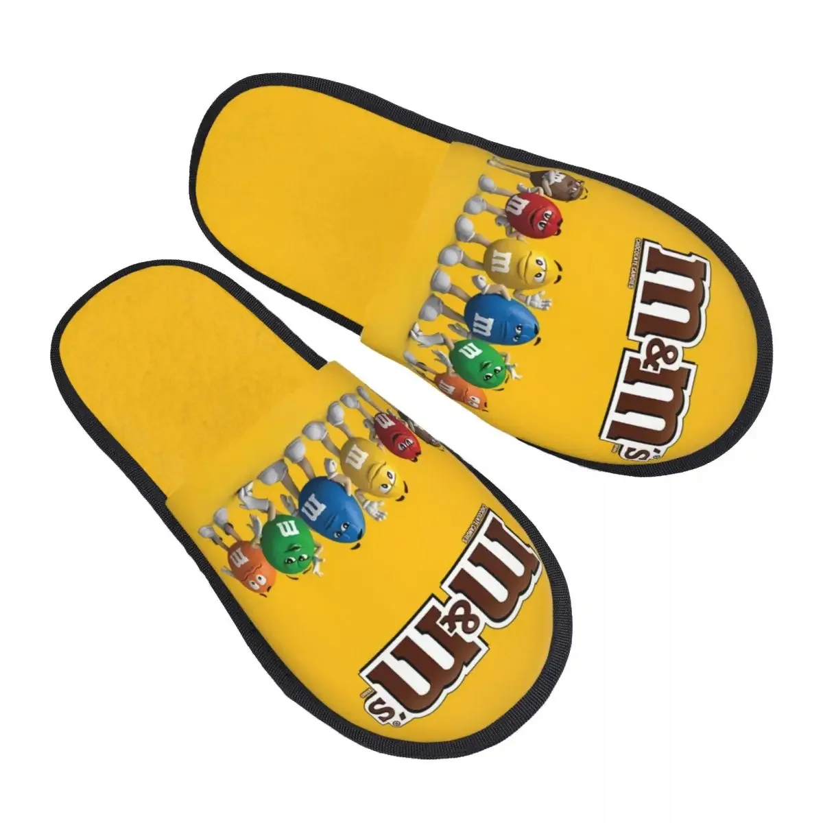 Custom M&M's Chocolate Beans Guest Slippers for Bedroom Women Cartoon Candy Chocolate House Slipper