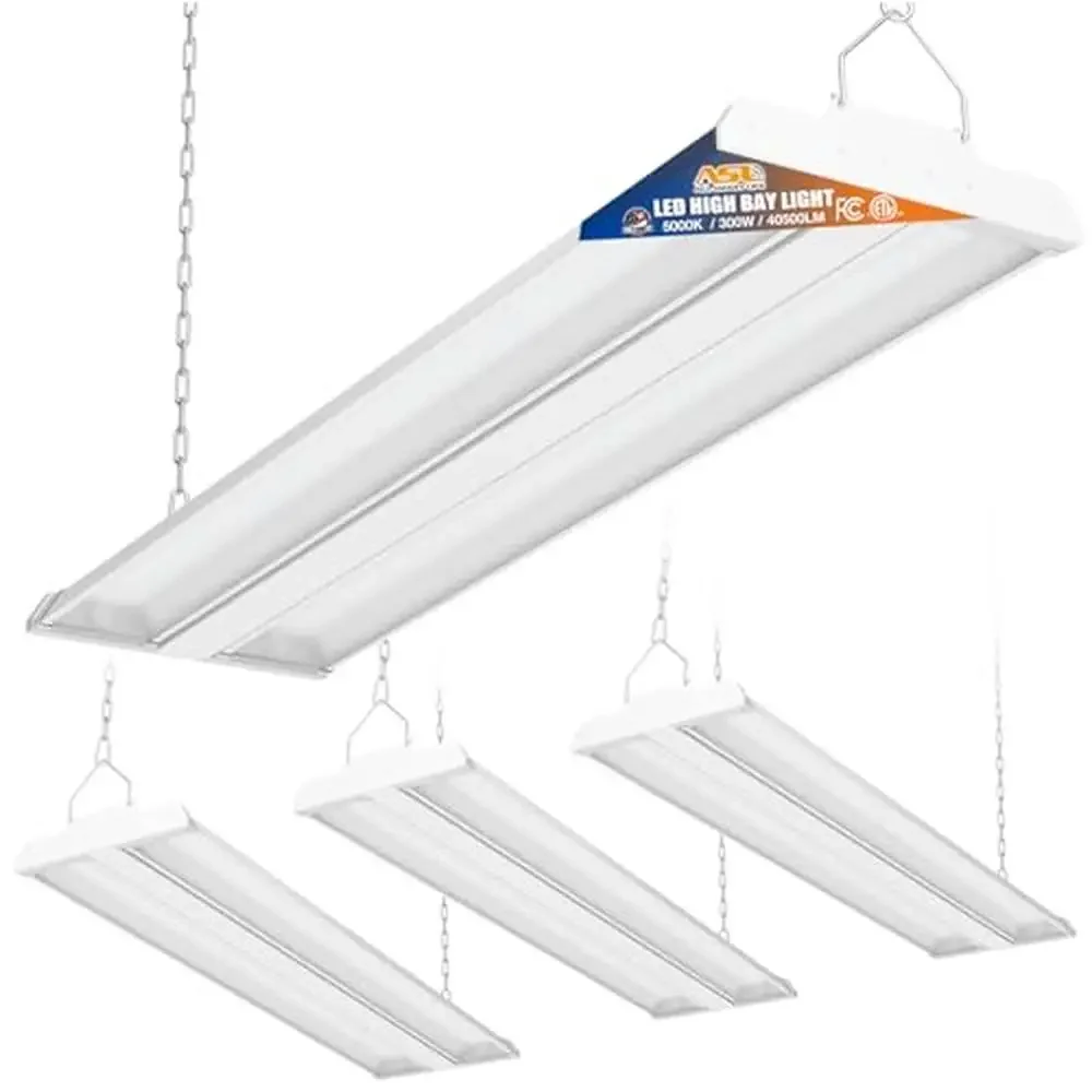 Luz led para alto baía, 4 pacotes, 5000k, luz diurna, 300w, 40500lm, regulável, inclinação ajustável, pendurado, iluminação de loja, grau comercial, longo