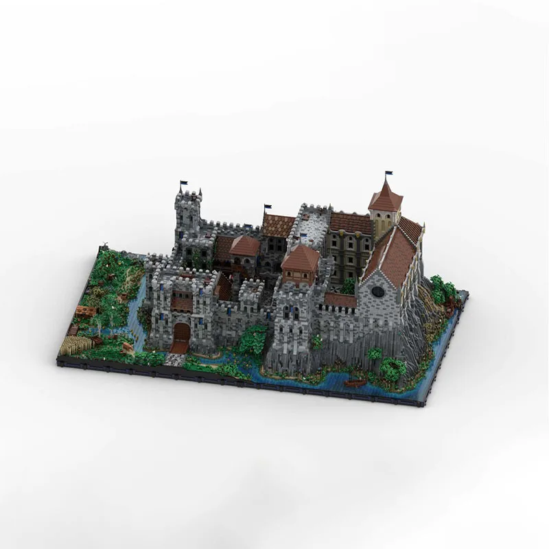 Moc Model architektury Cegła Średniowieczny zamek Technologia Modułowe klocki Prezent Zabawki świąteczne Zestaw DIY Montaż