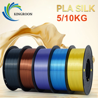 KINGROON 5KG 10KG Silk PLA Filament 1.75mm Smooth Shiny 3D Printing Material Glossy Surface PLA 5/10 Rolls Mix Color, 1kg/spool