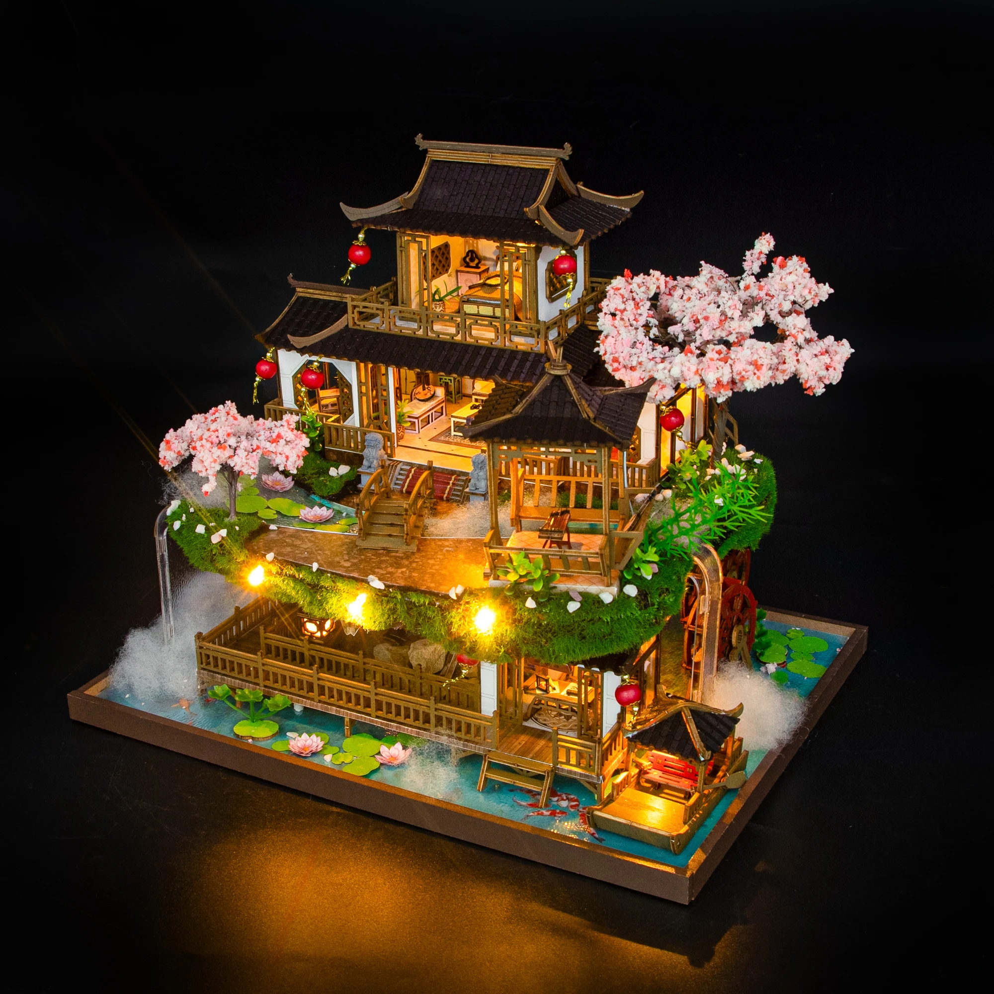 DIY Wooden Chinese Ancient Casa Figurines Miniatures Assembled Japanese Villa for Friends Birthday Gifts Home Decor Crafts