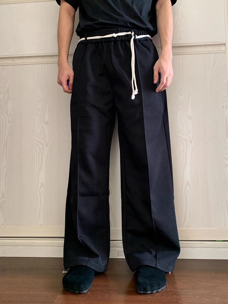 2024, neu in Übergröße, gerades Bein, Jogginghose, Frühling und Herbst, Schwarz, Grau, weite Jogginghose, amerikanische lockere, lässige Jogger für Herren – Detail 3