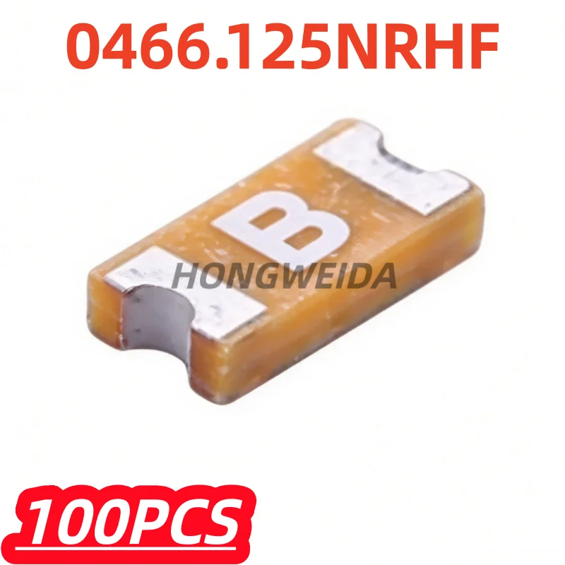 100Pcs/Lot 100% New 0466.125NRHF Size Code B Original Surface Mount Fuses Thin Film Very Fast-Acting Fuse 125V 125mA SMD-1206