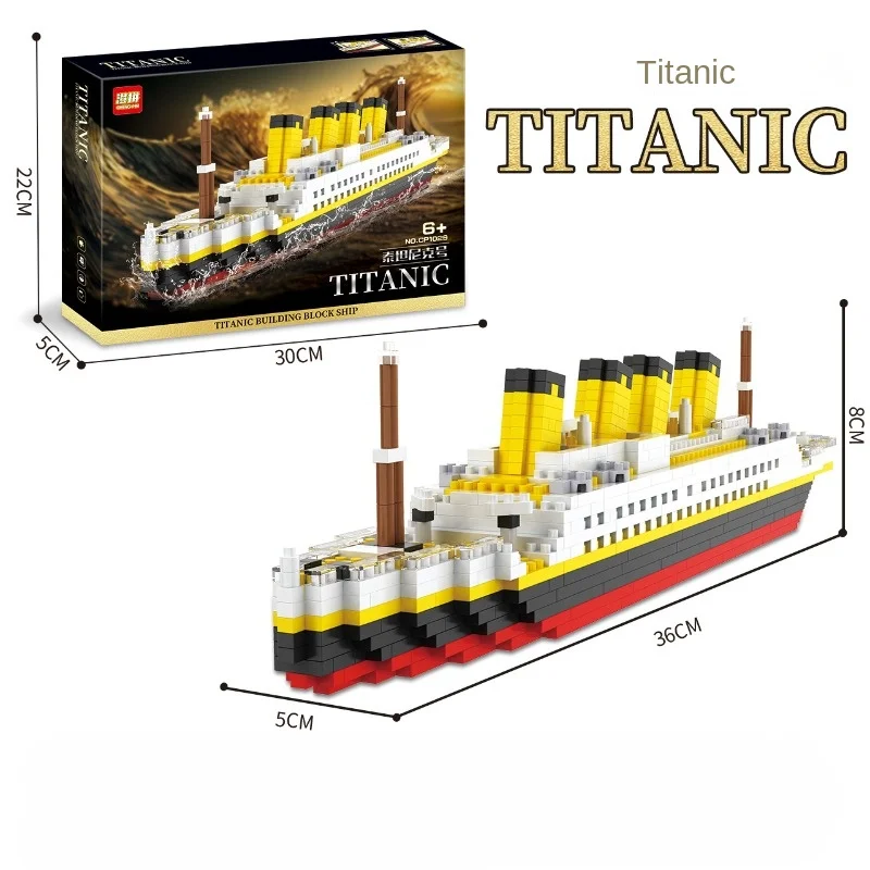 The model of Titanic cruise ship is difficult to assemble and puzzle.