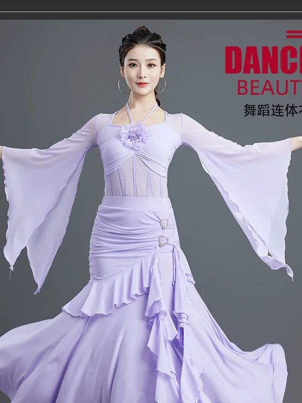 

Modern Dance Top Women's New Ballroom Dance Waltz Latin Square Dance Jumpsuit Practice Outfit